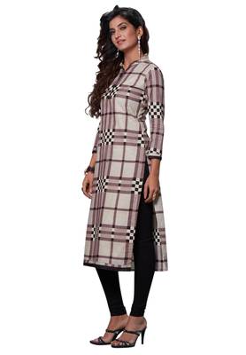 Grey Printed Cotton Cotton Kurtis 3