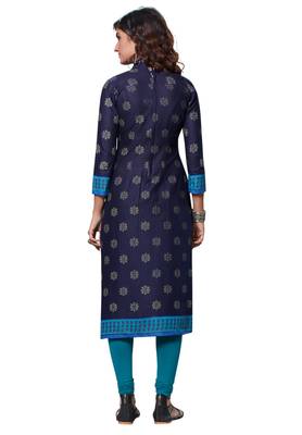 0Vy Blue Printed Cotton Cotton Kurtis 2