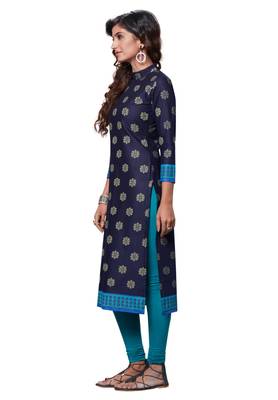 0Vy Blue Printed Cotton Cotton Kurtis 3