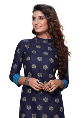 0Vy Blue Printed Cotton Cotton Kurtis 4