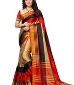 Red woven art silk saree with blouse