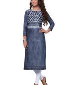 Grey Printed Cotton Cotton Kurtis