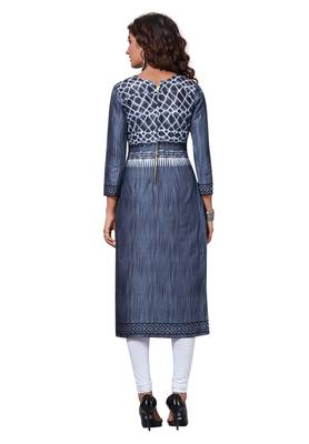 Grey Printed Cotton Cotton Kurtis 2