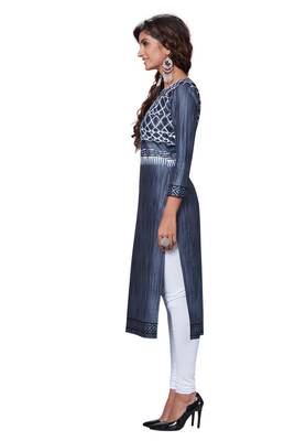 Grey Printed Cotton Cotton Kurtis 3