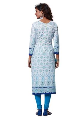 White Printed Cotton Cotton Kurtis 2
