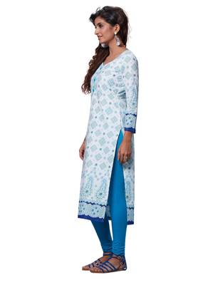 White Printed Cotton Cotton Kurtis 3
