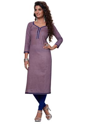 Purple Printed Cotton Cotton Kurtis 1