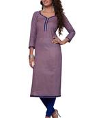 Purple Printed Cotton Cotton Kurtis