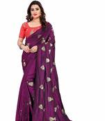 Wine embroidered art silk saree with blouse