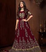 Maroon stone georgette Anarkali Suit