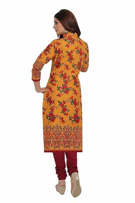Mustard Floral printed cotton salwar with dupatta 2