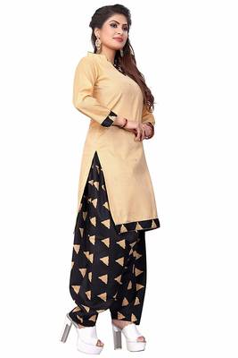 Beige printed pure cotton salwar with dupatta 3