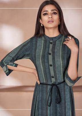 Multicolor Printed Rayon Long Kurtis 2