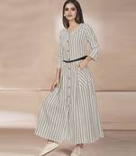 White Printed Rayon Long Kurtis