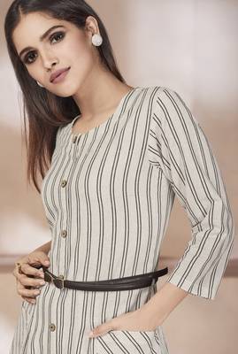 White Printed Rayon Long Kurtis 2