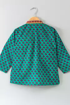 Printed Green Kurta With White Pajama