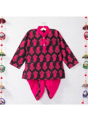Dark Pink Mango Kurta With Dark Pink Dhoti 1