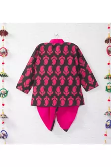 Dark Pink Mango Kurta With Dark Pink Dhoti