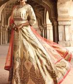 Cream resham embroidery bhagalpuri silk salwar with dupatta