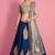Steel Grey Colored Sequins, Zari, and Thread Zari Embroidered with Paper Mirror Banglori silk Designer Indian Lehenga