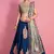 Steel Grey Colored Sequins, Zari, and Thread Zari Embroidered with Paper Mirror Banglori silk Designer Indian Lehenga