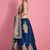 Steel Grey Colored Sequins, Zari, and Thread Zari Embroidered with Paper Mirror Banglori silk Designer Indian Lehenga
