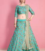 Glamorous Neon Green Colored Sequins Embroidered Art Silk Fabric Lehenga choli for wedding
