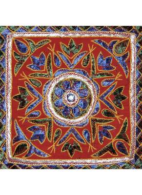 Indian embroidery Work Design cotton Elegant Cushion Cover 16 X 16 Inches Set Of 2 Pcs 4