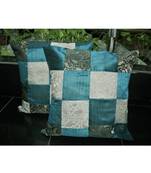 Handcrafted patchwork Decorated silk Pillow Cushion Cover 16 X 16 Inches Set ...