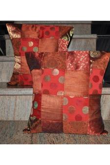 Indian Handmade Polka Dot silk Cushion Cover Sofa Dcor 16 X 16 Inches Set Of 2 Pcs