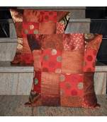 Indian Handmade Polka Dot silk Cushion Cover Sofa Dcor 16 X 16 Inches Set Of 2 Pcs