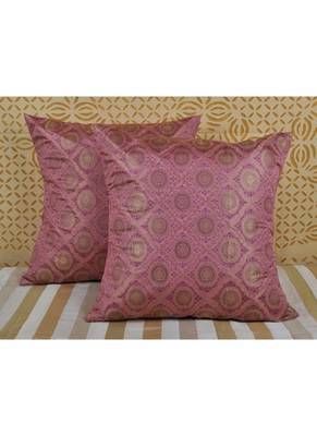 Lal Haveli Vintage Home Decorative Brocade Work silk Throw Pillow Cushion Cover 46 x 46 cm 1