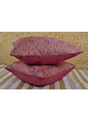 Lal Haveli Vintage Home Decorative Brocade Work silk Throw Pillow Cushion Cover 46 x 46 cm 2