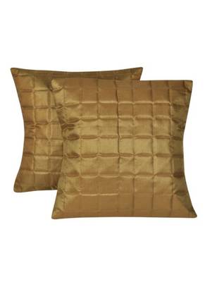 Lal Haveli silk Golden Cushion Cover Decorative 18 X 18 inches Set of 2 1