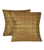 Lal Haveli silk Golden Cushion Cover Decorative 18 X 18 inches Set of 2