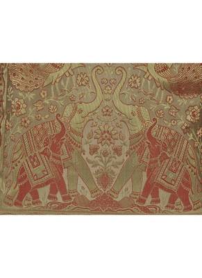 Lal Haveli Handmade Peacock & Elephant Work Design silk Cushion Cover 16 X 16 3