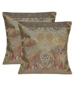 Lal Haveli Room Decorative Handmade silk Cushion Cover 16 X 16 Sets of 2 Pcs
