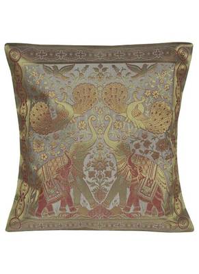 Lal Haveli Room Decorative Handmade silk Cushion Cover 16 X 16 Sets of 2 Pcs 2