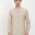 Irin Cream Linen Cotton Full Sleeves Solid Mandarin Short Kurta For Men