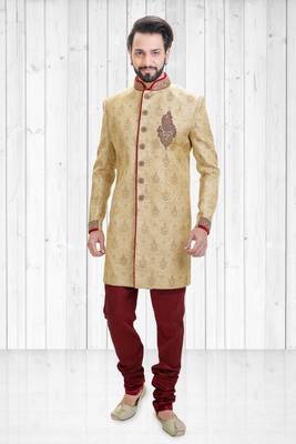 Golden jacquard hand_woven indo-western-dresses 1