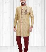 Golden jacquard hand_woven indo-western-dresses