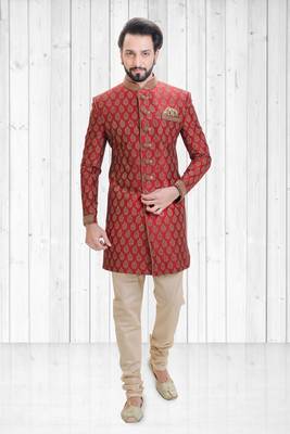 Red dupion hand_woven indo-western-dresses 1