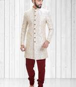 Off white dupion printed indo-western-dresses