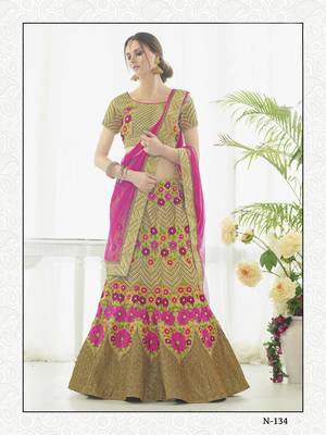 Beige And Pink  Silk Lehenga Choli 1