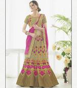 Beige And Pink  Silk Lehenga Choli