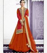 Orange Embroidered Net Indo Western Lehenga