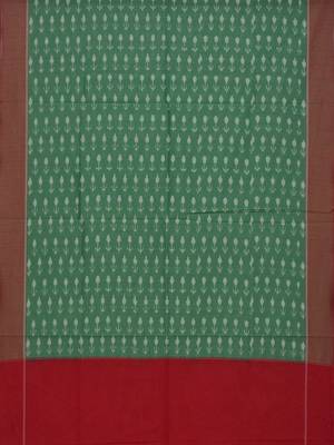 Green and Red Pochampally Ikat Cotton Handloom Dupatta with Arrows Buta 1