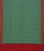 Green and Red Pochampally Ikat Cotton Handloom Dupatta with Arrows Buta