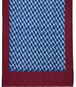 Blue and Red Pochampally Ikat Cotton Handloom Dupatta with Circles Design