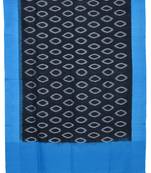 Blue and Black Pochampally Ikat Cotton Handloom Dupatta with Temple Border Design